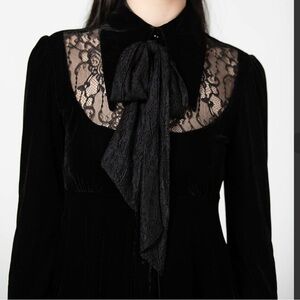 Nymyra Velvet Cameo Dress Elegant Black Lace Dress with Bow Killstar medium